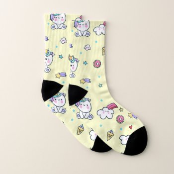 Cute Chubby Unicorn Socks by StargazerDesigns at Zazzle