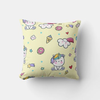 Cute Chubby Unicorn Throw Pillow by StargazerDesigns at Zazzle