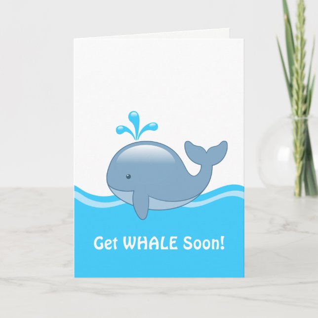 Cute Chubby Whale - Get WHALE (Well) Soon Blank Card (Front)