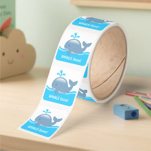 Cute Chubby Whale - WHALE (Well) Done Square Sticker