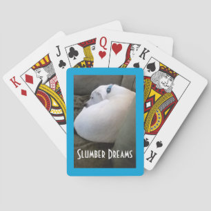 Cute Chubby White Sleeping Puppy Dog Slumber Party Poker Cards