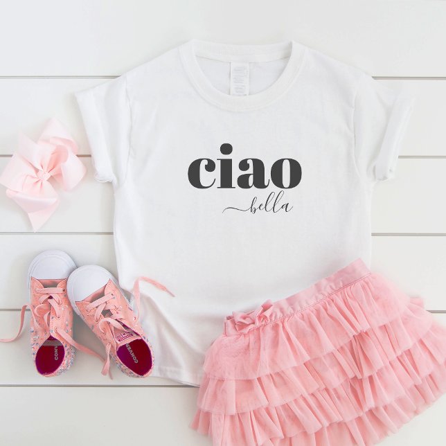 Cute Ciao Bella Hello Beautiful Modern Typography Toddler T-shirt (Creator Uploaded)