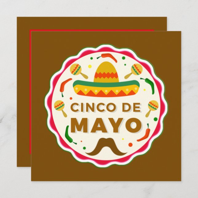 Cute Cinco De Mayo party Invitation (Front/Back)