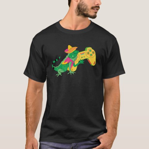 Cute  Cinco De Mayo Sombrero Lizard Video Game T_Shirt