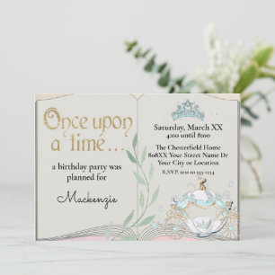Cute Cinderella Fairytale Book Invitation
