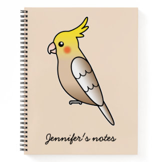Cute Cinnamon Cockatiel Cartoon Bird Illustration Notebook