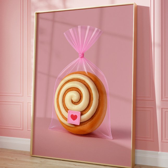 Cute Cinnamon Roll Art Print, Kitchen Pastry food Poster (Cinnamon)