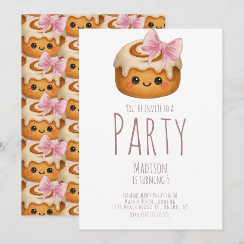 Cute Cinnamon Roll Bun Girl Birthday Party
