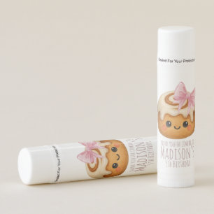 Cute Cinnamon Roll Bun Girl Birthday Party Lip Balm