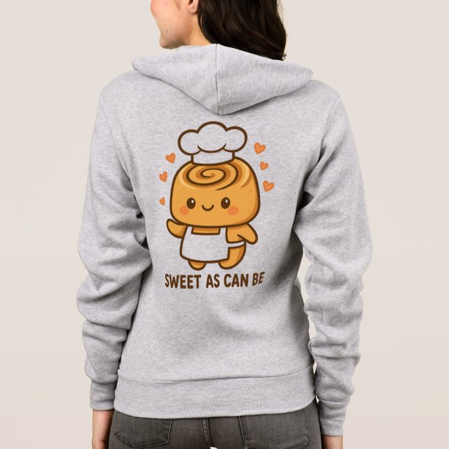 "Cute Cinnamon Roll Chef – Kawaii Baking Design Hoodie (Back)
