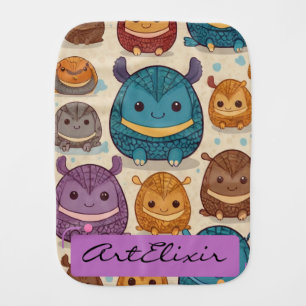 Cute Circle Armadillo Print Baby Burp Cloth