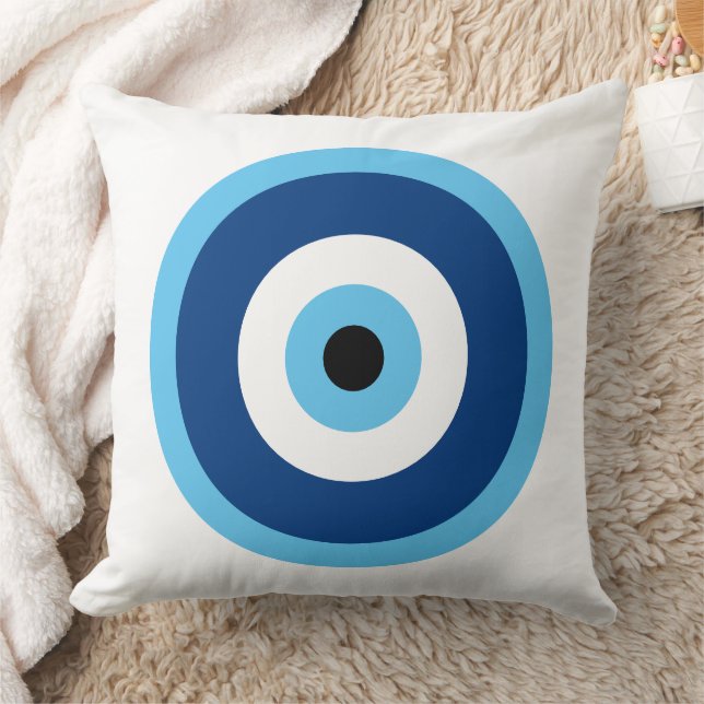 Cute Circle Blue and Purple Pattern  Throw Pillow (Blanket)