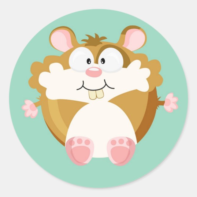 Cute circle hamster classic round sticker (Front)