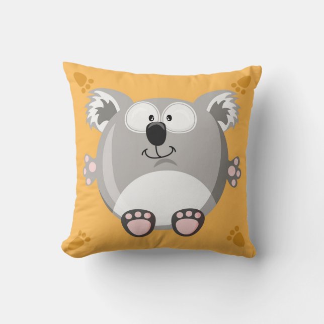 Cute circle koala bear throw pillow (Front)