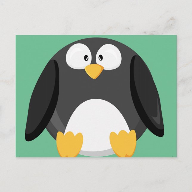 Cute circle penguin postcard (Front)