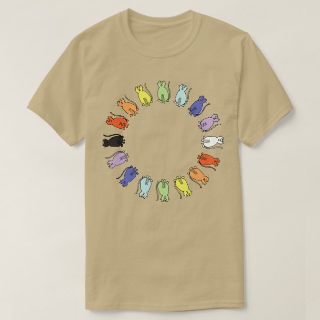 Cute Circle Rainbow Cat Graphic T-Shirt (Design Front)