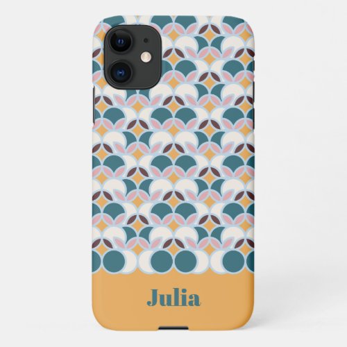 Cute Circles  Geometric Pattern Orange Modern iPhone 11 Case