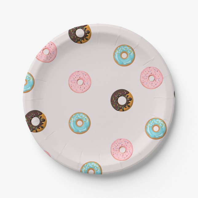 Cute Circular Donut Paper Plate (Front)