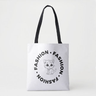 Cute Circular Fashion Cat Aesthetic Tote Bag