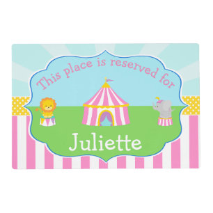 Cute Circus and Animal Big Top Placemat