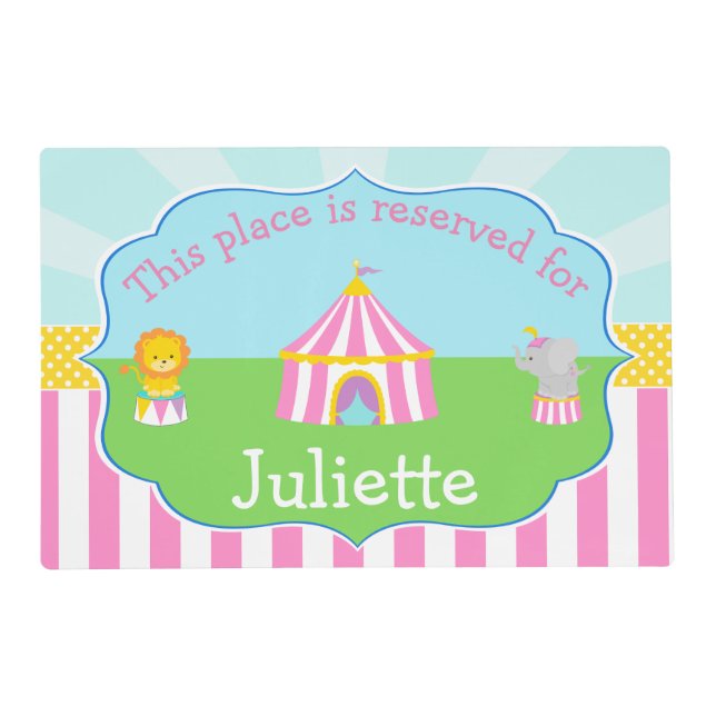 Cute Circus and Animal Big Top Placemat (Front)