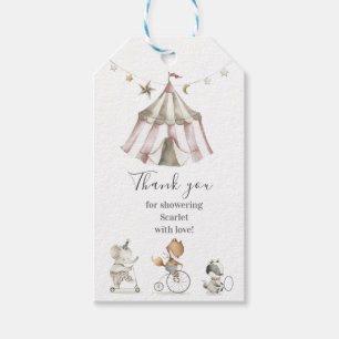 Cute Circus Animals Baby Shower Gift Tags