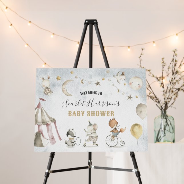 Cute Circus Animals Baby Shower Welcome Foam Board (In Situ (Stand))