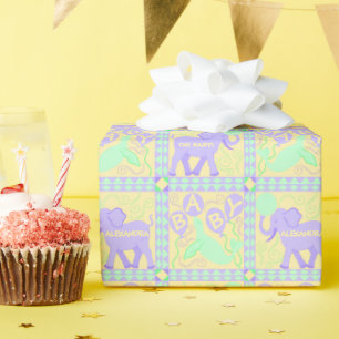 Cute Circus Baby Shower Pattern Personalized Wrapping Paper