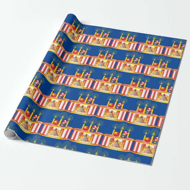 Cute Circus Ball Podium Cake Wrapping Paper (Unrolled)