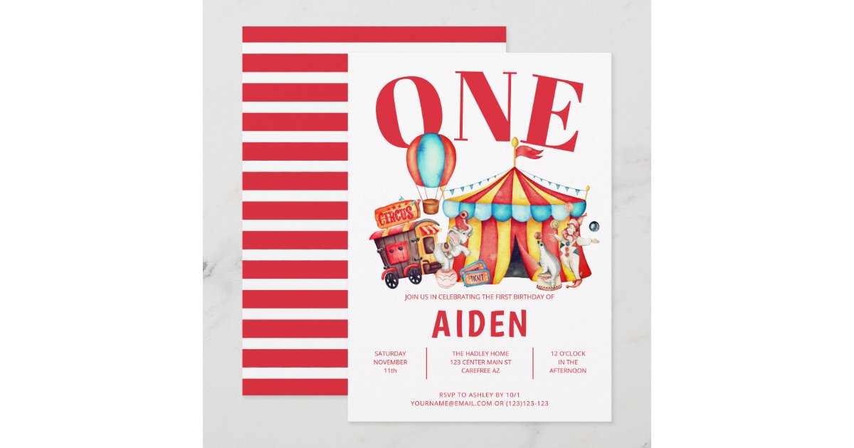 Cute Circus Big Top Kid's Birthday Invitation Zazzle