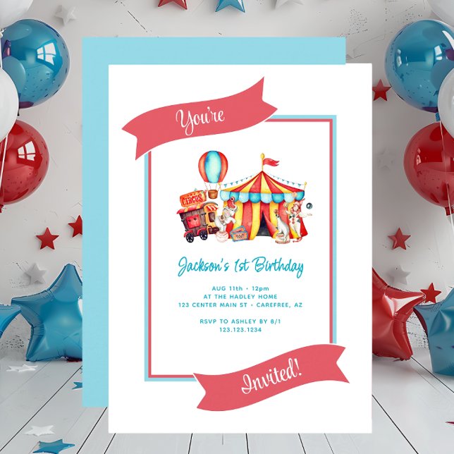 Cute Circus Big Top Kid's Birthday Invitation (Creator Uploaded)