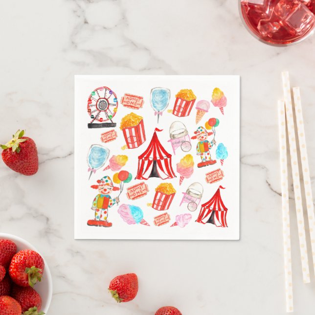 Cute Circus Carnival Festival Children Kids Party Napkins (Insitu)