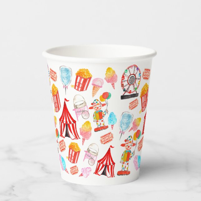 Cute Circus Carnival Festival Children Kids Party Paper Cups (Front)