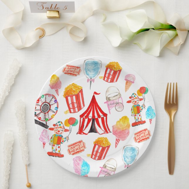 Cute Circus Carnival Festival Children Kids Party Paper Plates (Wedding)