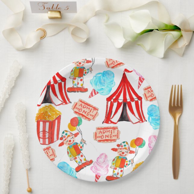 Cute Circus Carnival Festival Children Kids Party Paper Plates (Wedding)
