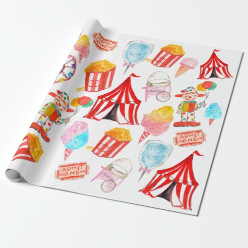 Cute Circus Carnival Festival Children Kids Party Wrapping Paper
