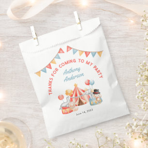 Cute Circus Carnival Fiesta 1st Birthday Thank You Favor Bag