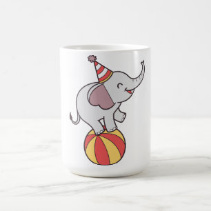 Cute Circus Elephant on Ball – Birthday Party Illu Coffee Mug
