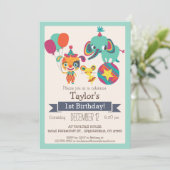 Cute Circus Elephant, Puppy Kid's Birthday Party Invitation (Standing Front)