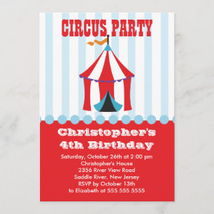 CUTE Circus Kids Birthday Party Invitation