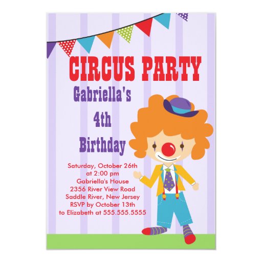 CUTE Circus Kids Birthday Party Invitation | Zazzle