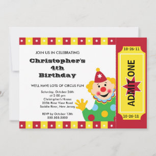 CUTE Circus Kids Birthday Party Invitation