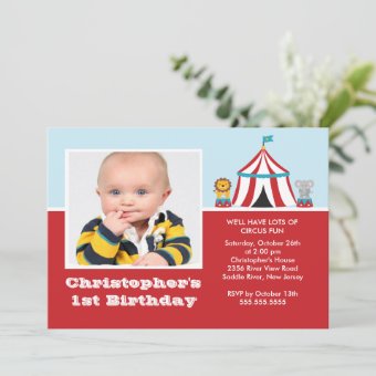 CUTE Circus Kids Birthday Party Invitation PHOTO | Zazzle