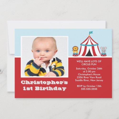 CUTE Circus Kids Birthday Party Invitation PHOTO