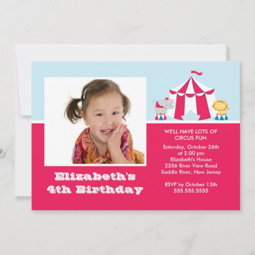 CUTE Circus Kids Birthday Party Invitation PHOTO