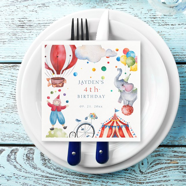 Cute Circus Kids Birthday Party Napkins (Creator Uploaded)