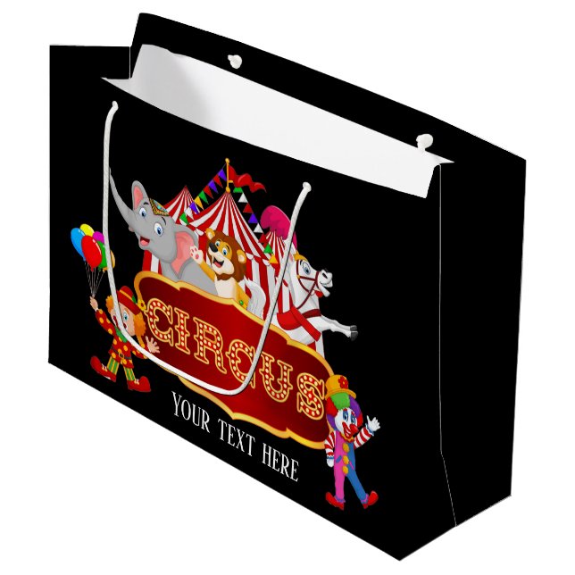 cute circus lovers party add text large gift bag (Front Angled)