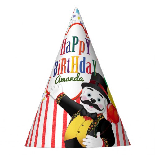 Cute Circus Ringmaster Bear Kids Birthday Party Hat