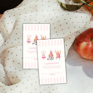 Cute Circus Teddy Bear Diaper Raffle Baby Shower  Enclosure Card
