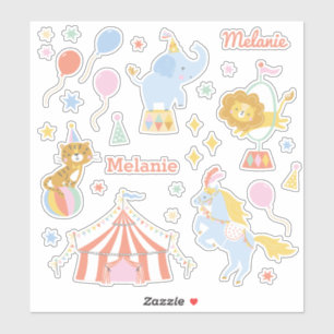 Cute Circus tent, animals and balloons Sticker